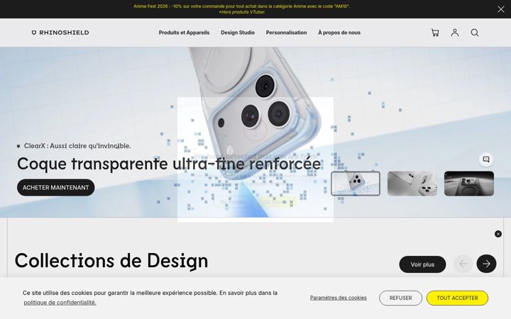 Screenshot of rhinoshield.fr