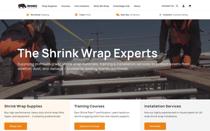 Posnetek zaslona rhinoshrinkwrap.com