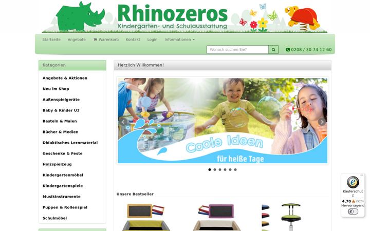 Capture d'écran de rhinozeros-versand.de