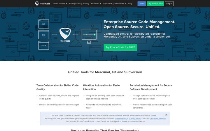 Screenshot of rhodecode.com