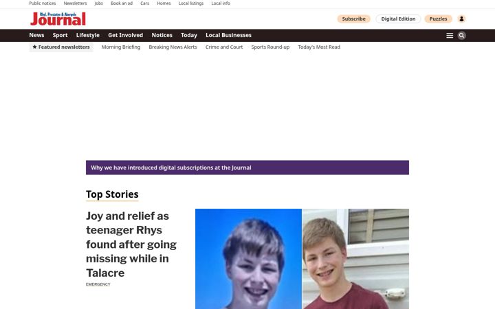 Screenshot of rhyljournal.co.uk