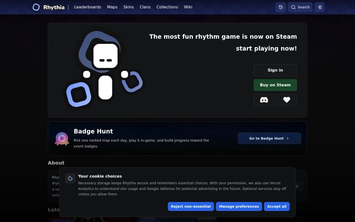 Screenshot of rhythia.com