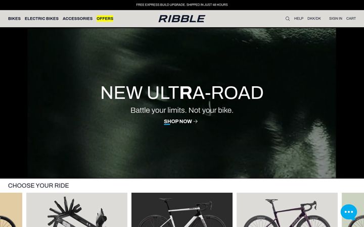 Screenshot of ribblecycles.co.uk