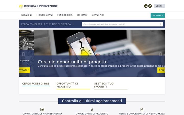 Snímek obrazovky ricercaeinnovazione.it