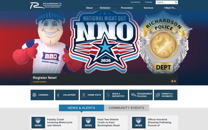 Screenshot of richardsonpolice.net