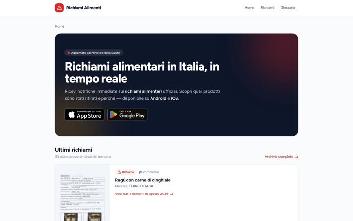 Képernyőkép: richiamialimenti.it