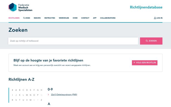Screenshot van richtlijnendatabase.nl