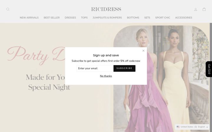 Screenshot of ricidress.com
