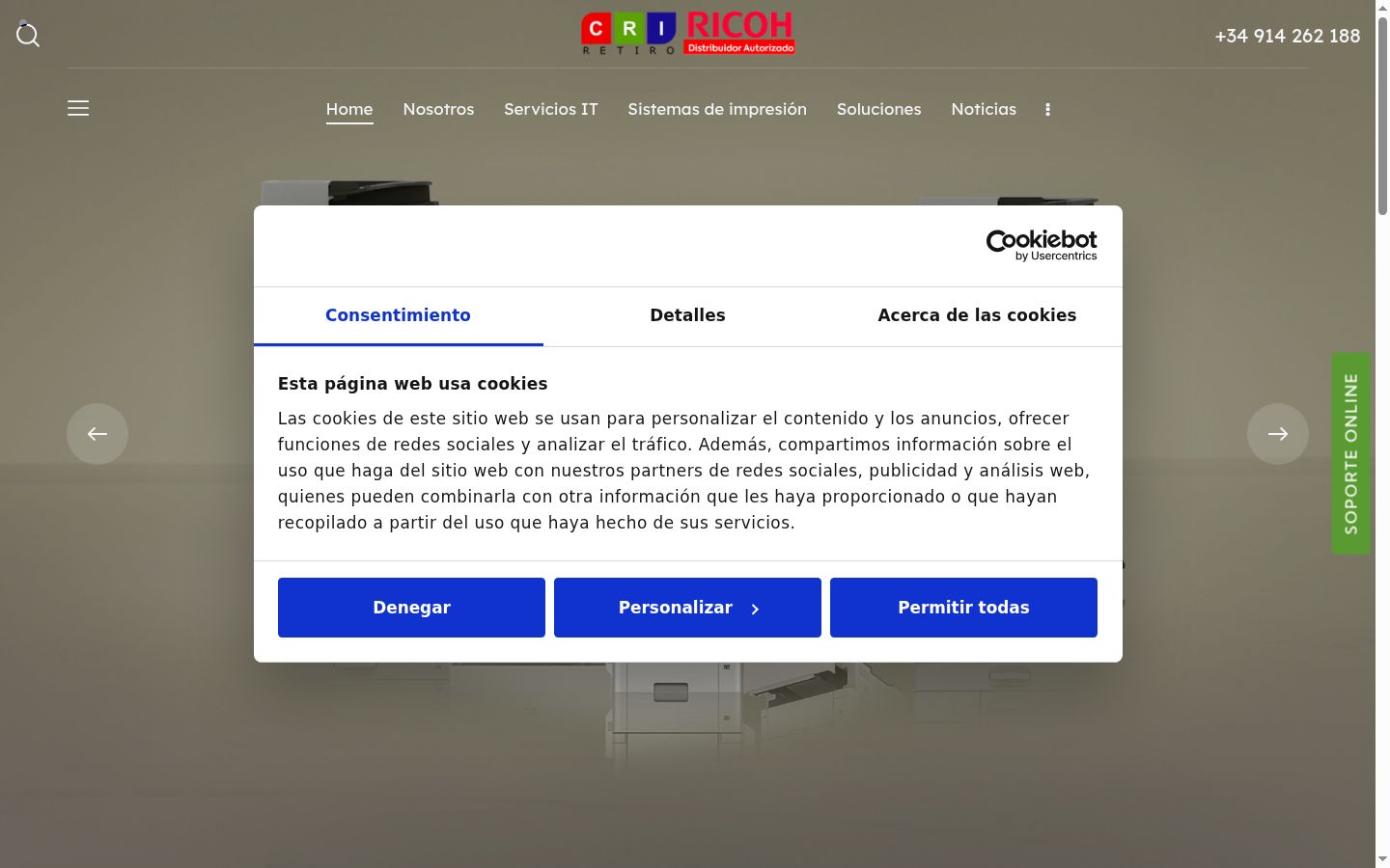 Screenshot of the consent banner shown before any interaction