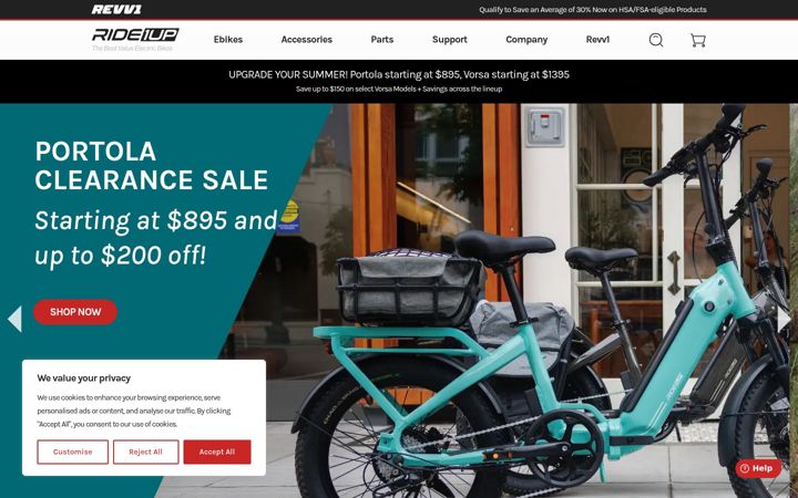 Screenshot of ride1up.com