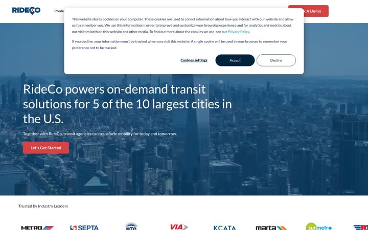 Screenshot of rideco.com