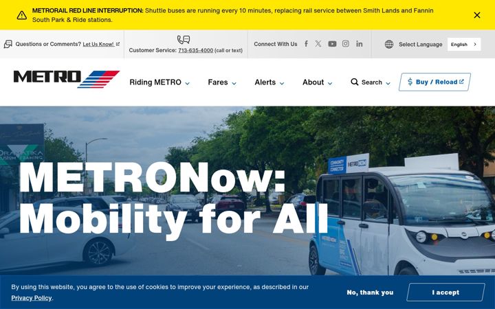 Screenshot of ridemetro.org