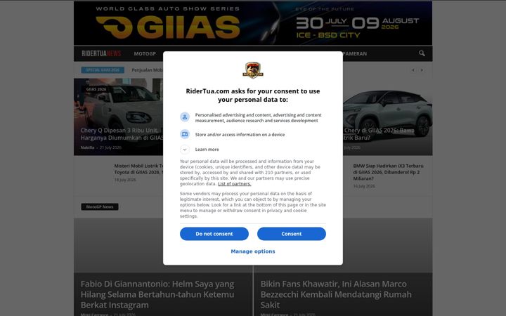 Screenshot of ridertua.com