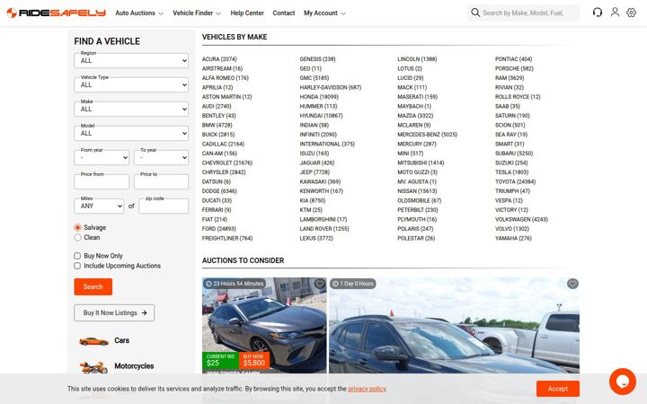 Screenshot ta' ridesafely.com