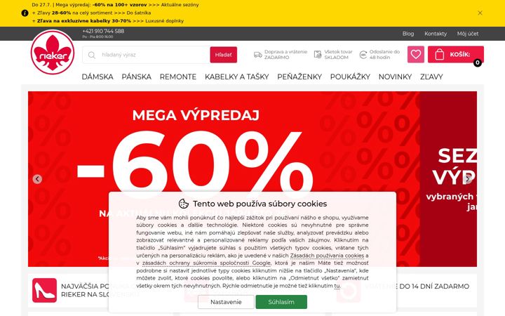 Screenshot of rieker-eshop.sk