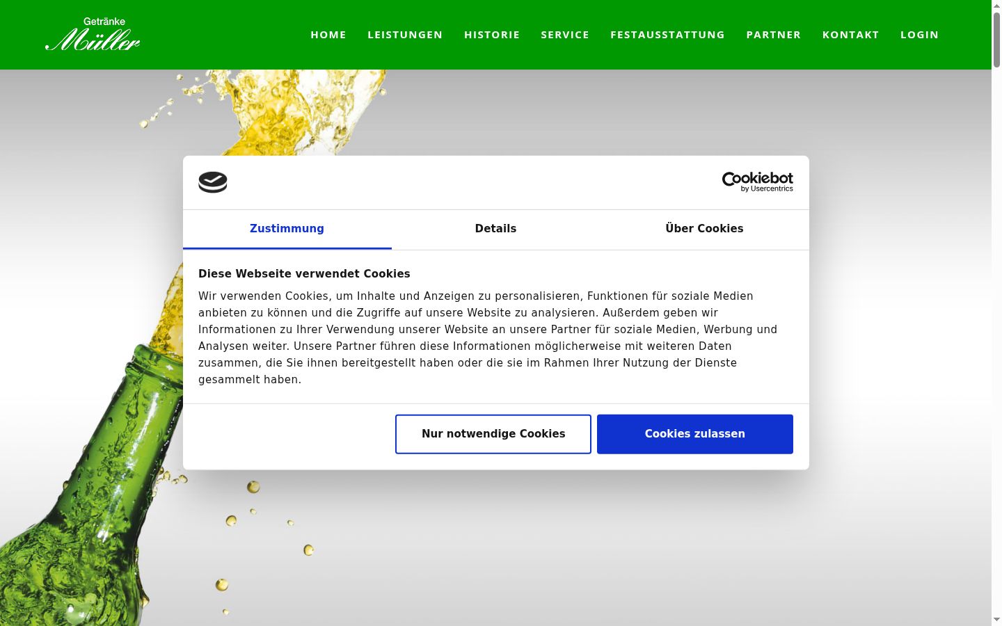 Screenshot del banner di consenso mostrato prima di qualsiasi interazione