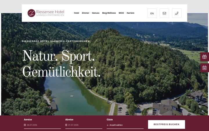 Screenshot of riessersee-hotel.de