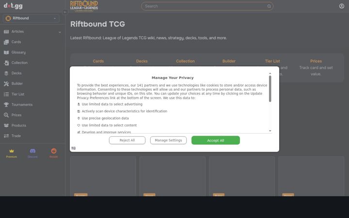 Screenshot of riftbound.gg
