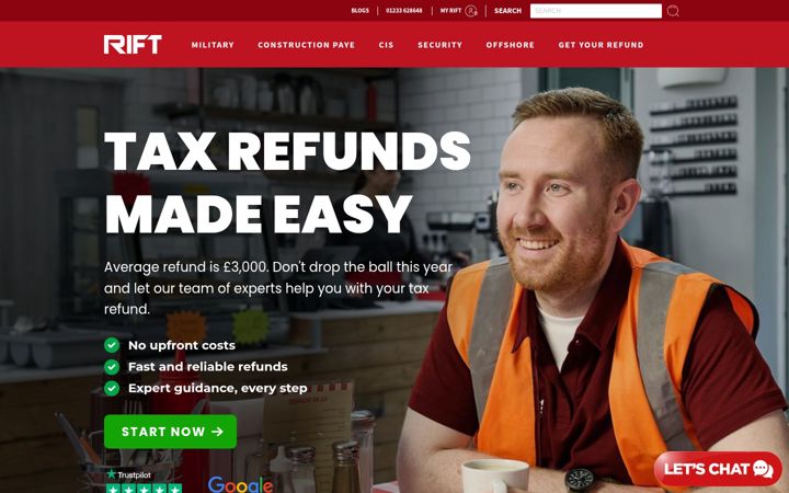 Screenshot van riftrefunds.co.uk