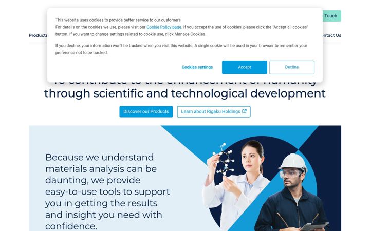Screenshot of rigaku.com