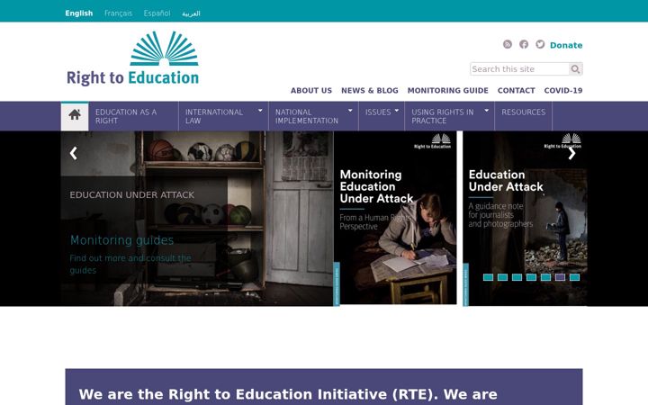 Snímek obrazovky right-to-education.org