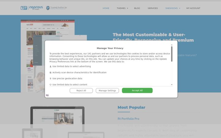 Screenshot of rigorousthemes.com