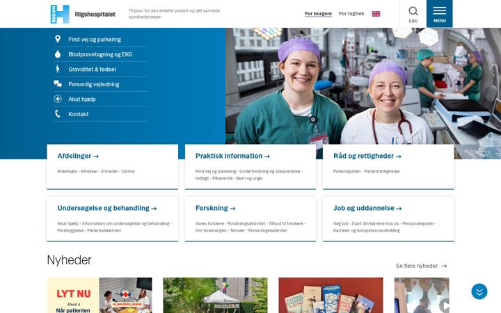 Screenshot of rigshospitalet.dk