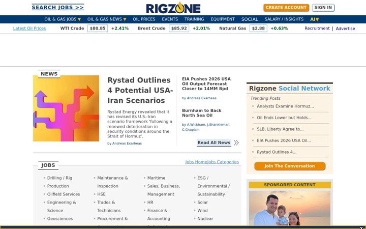 Skjermbilde av rigzone.com