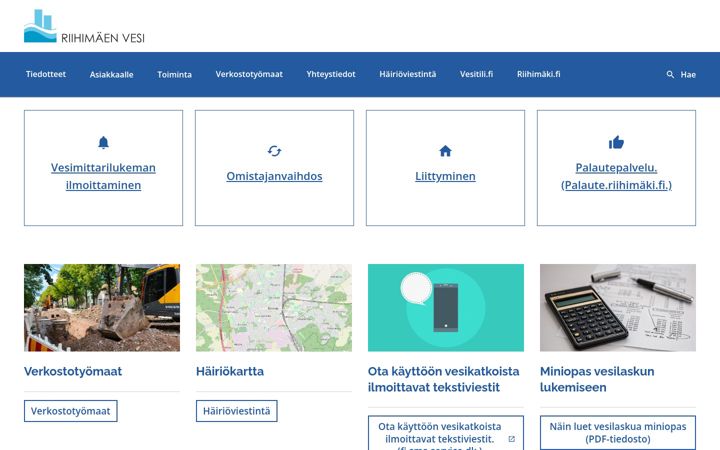 Screenshot of riihimaenvesi.fi