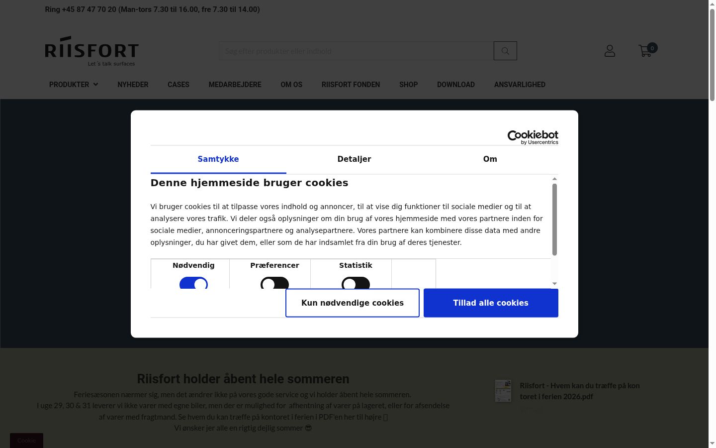 Screenshot des Einwilligungsbanners vor jeglicher Interaktion