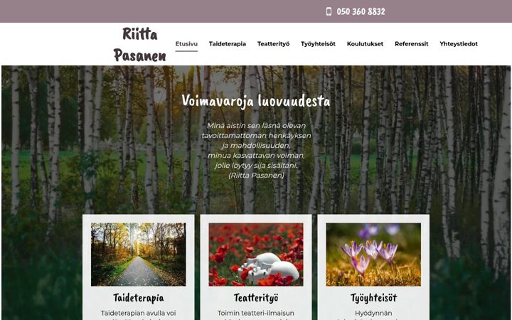 Screenshot of riittapasanen.fi