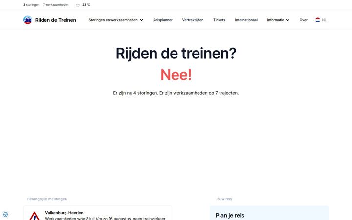 Screenshot of rijdendetreinen.nl