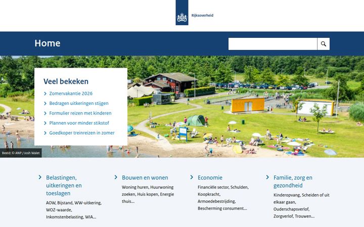 Screenshot stránky rijksoverheid.nl