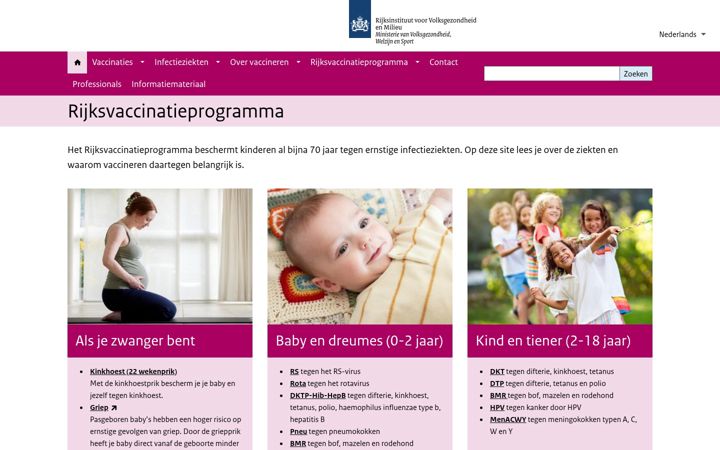 Screenshot of rijksvaccinatieprogramma.nl