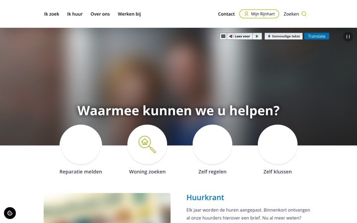 Screenshot stránky rijnhartwonen.nl