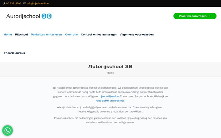 Skärmbild av rijschool3b.nl