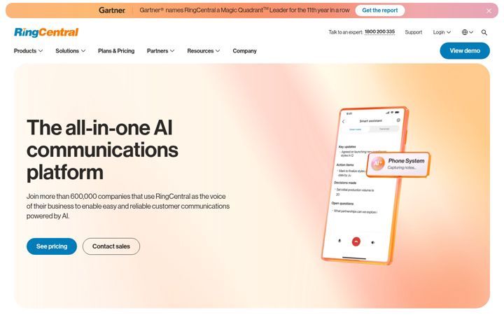 Screenshot of ringcentral.eu