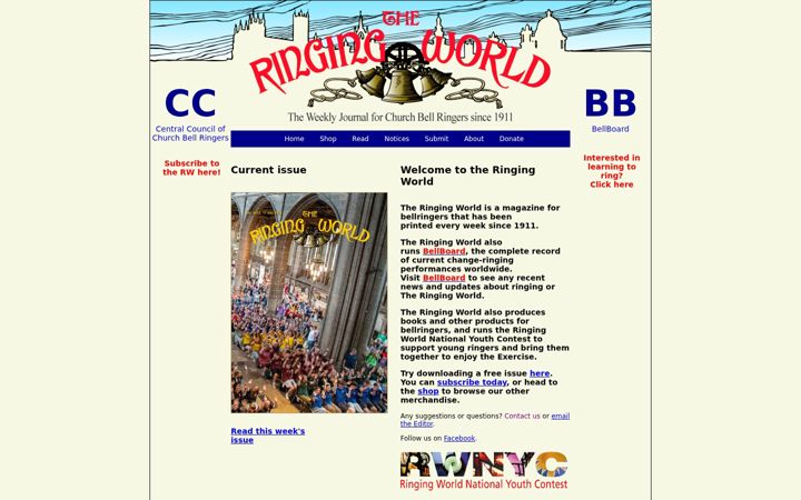 Screenshot of ringingworld.co.uk