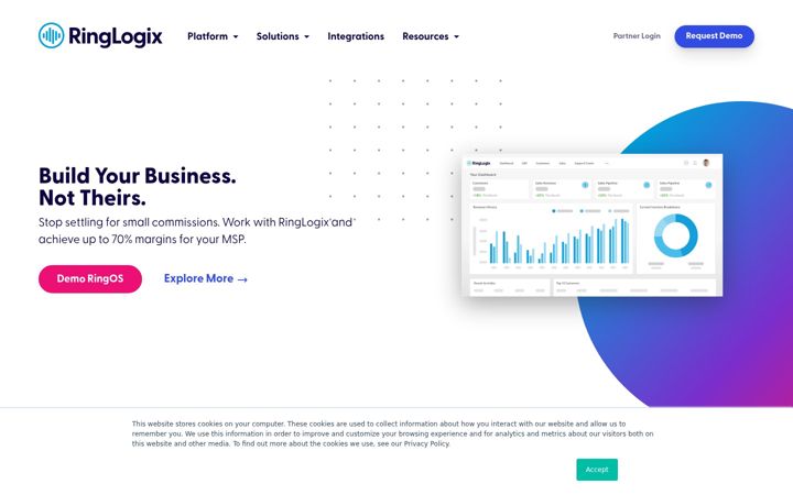 Screenshot von ringlogix.com