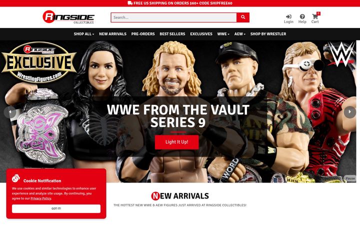 Screenshot of ringsidecollectibles.com