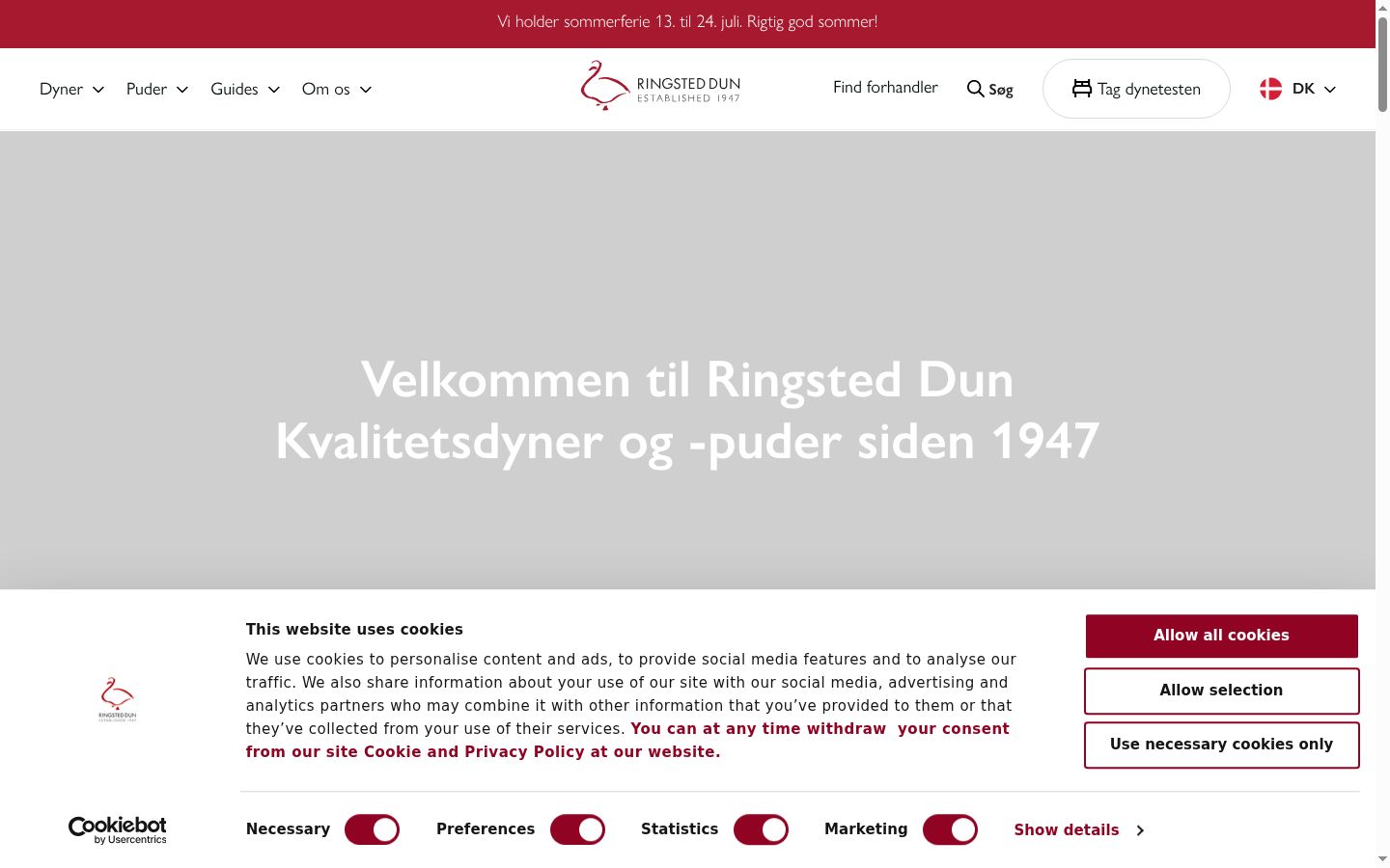 Screenshot of the consent banner shown before any interaction