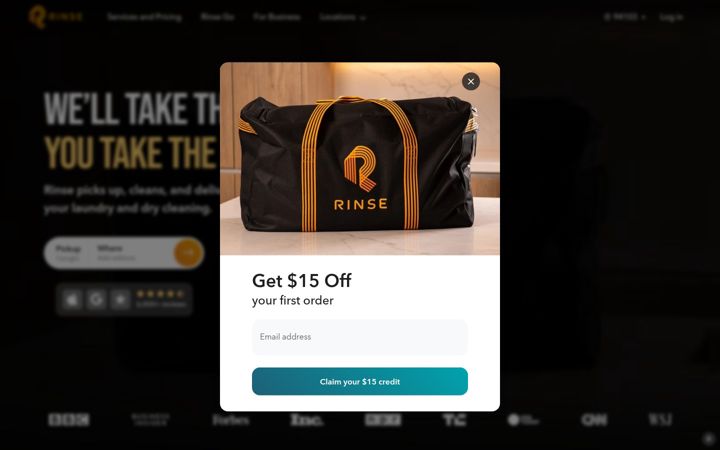 Screenshot of rinse.com