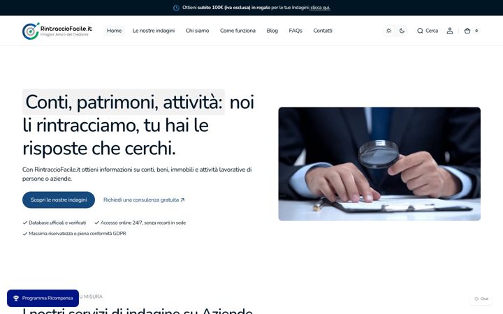 Screenshot of rintracciofacile.it