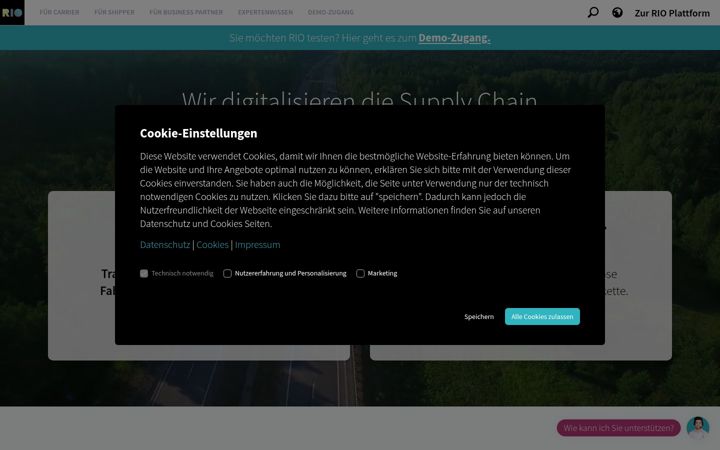 Screenshot von rio.cloud