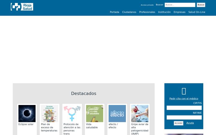 Screenshot of riojasalud.es