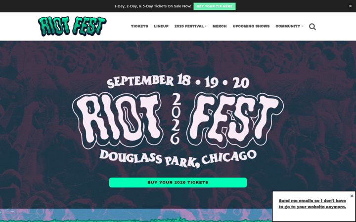 Screenshot of riotfest.org