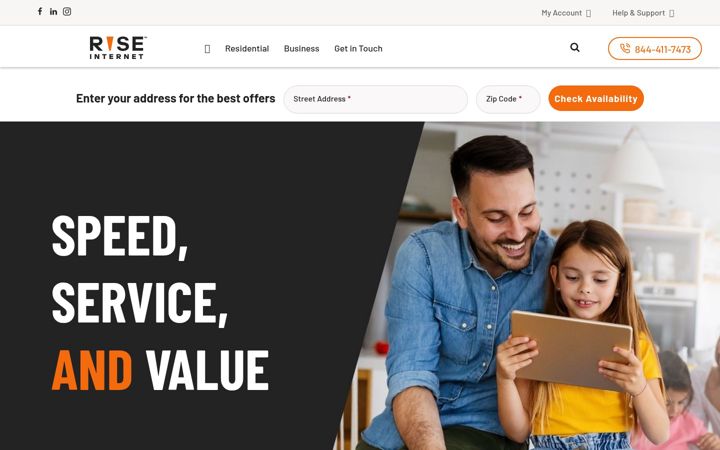Skärmbild av risebroadband.com