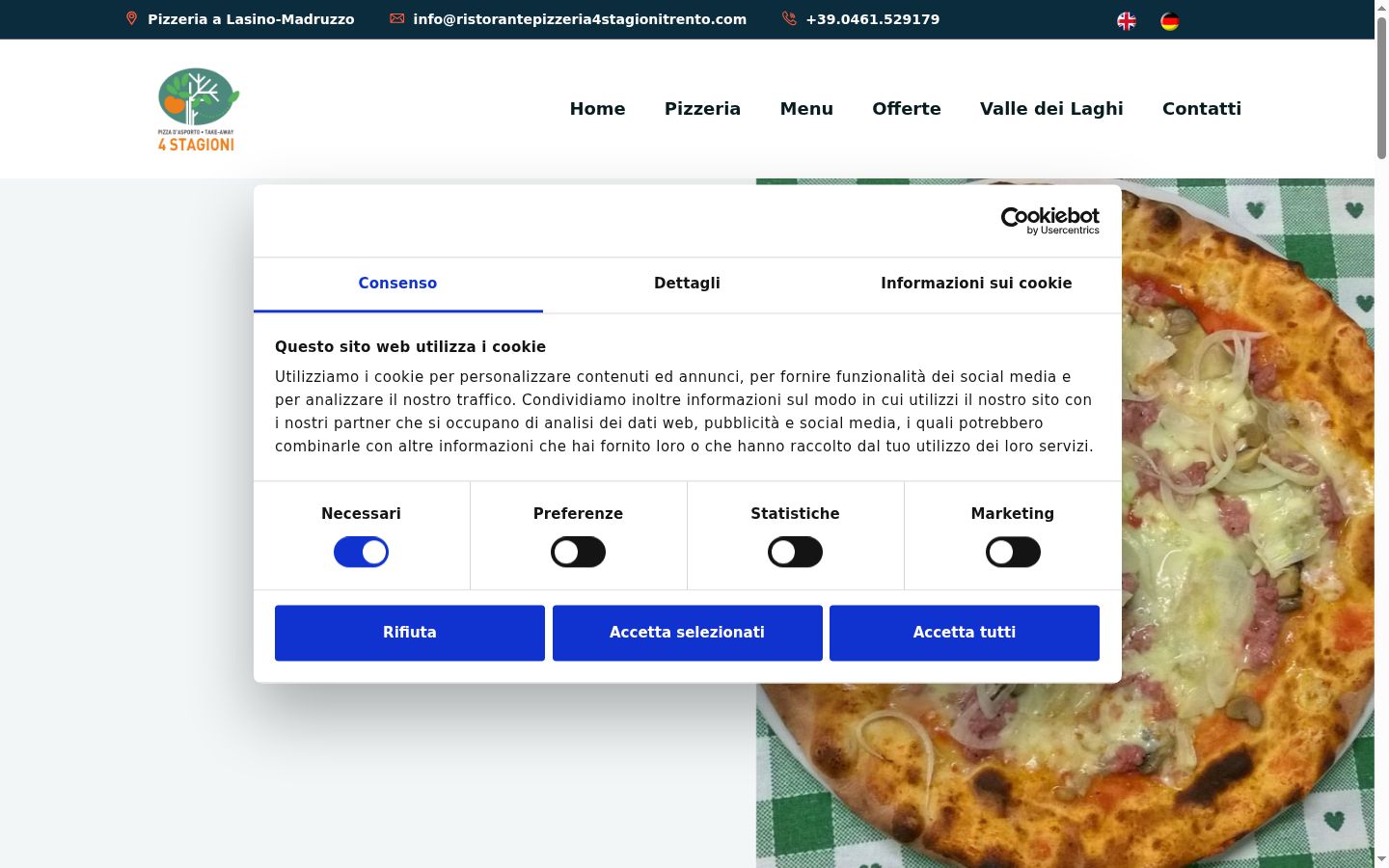 Posnetek zaslona pasice za privolitev, prikazane pred kakršno koli interakcijo