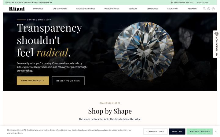 Screenshot of ritani.com
