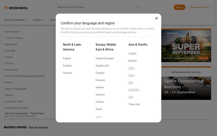 Screenshot of ritchiebros.com